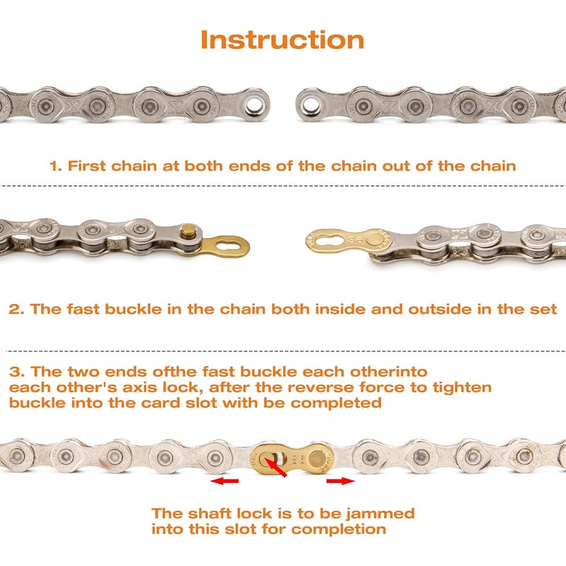 SMC Bike Chain Quick Link- Reusable Bike Chain Missing Quick Connector- Master Links Compatible with Shimano, Sram and KMC Chains 6 7 8 9 10 11 12speed Missing Link (Gold, 9 Speed) - Image 4